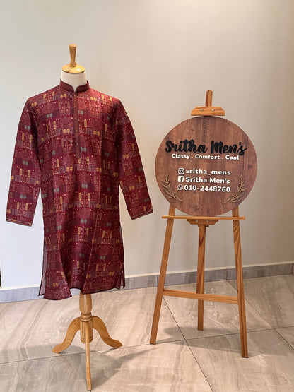 SM1225-01-14 Maroon Soft Cotton Silk Kurta