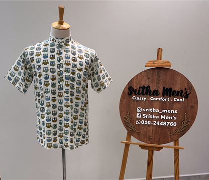 SM0525-16-04 Owl Short Cotton Kurta