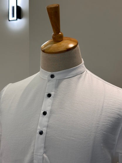 SM0326-01-03 White Soft Short Kurta