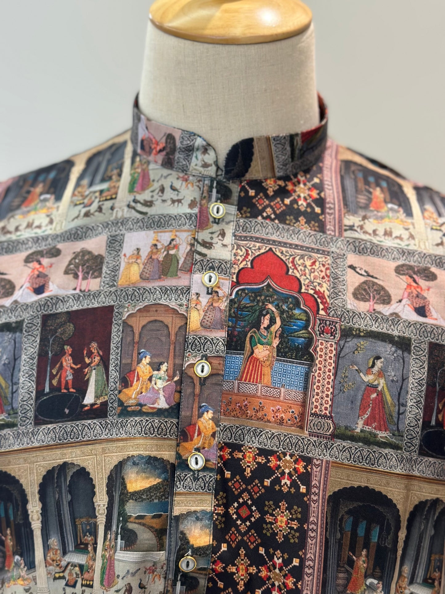 SM0925-01-17 Black Tribe Print Cotton Kurta