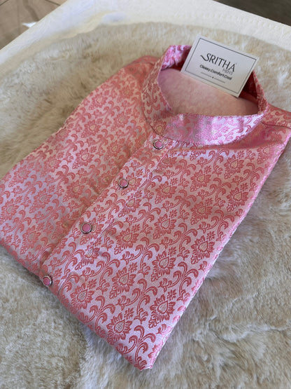 SM0126-02-01 Dual Shade Pink Jacquard Kurta Set