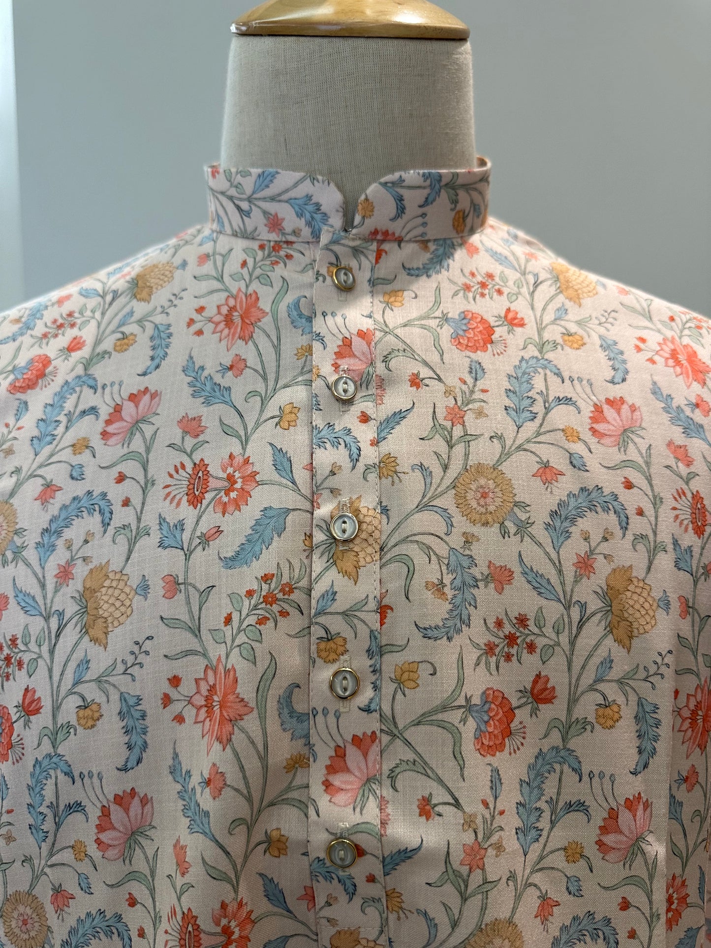 SM0925-01-16 Cream Floral Print Cotton Kurta