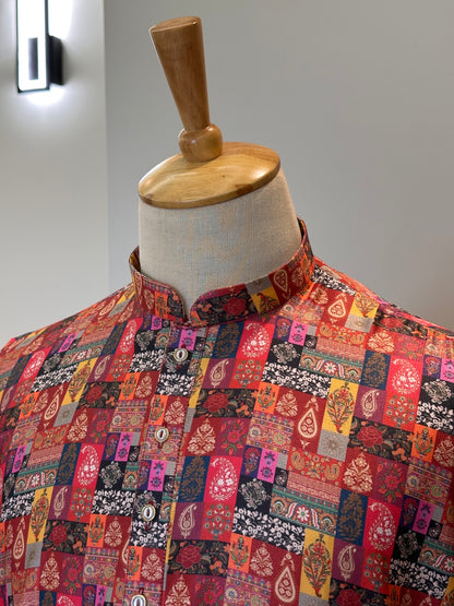 SM1225-01-02 Multi Colour Soft Khadi Silk Kurta