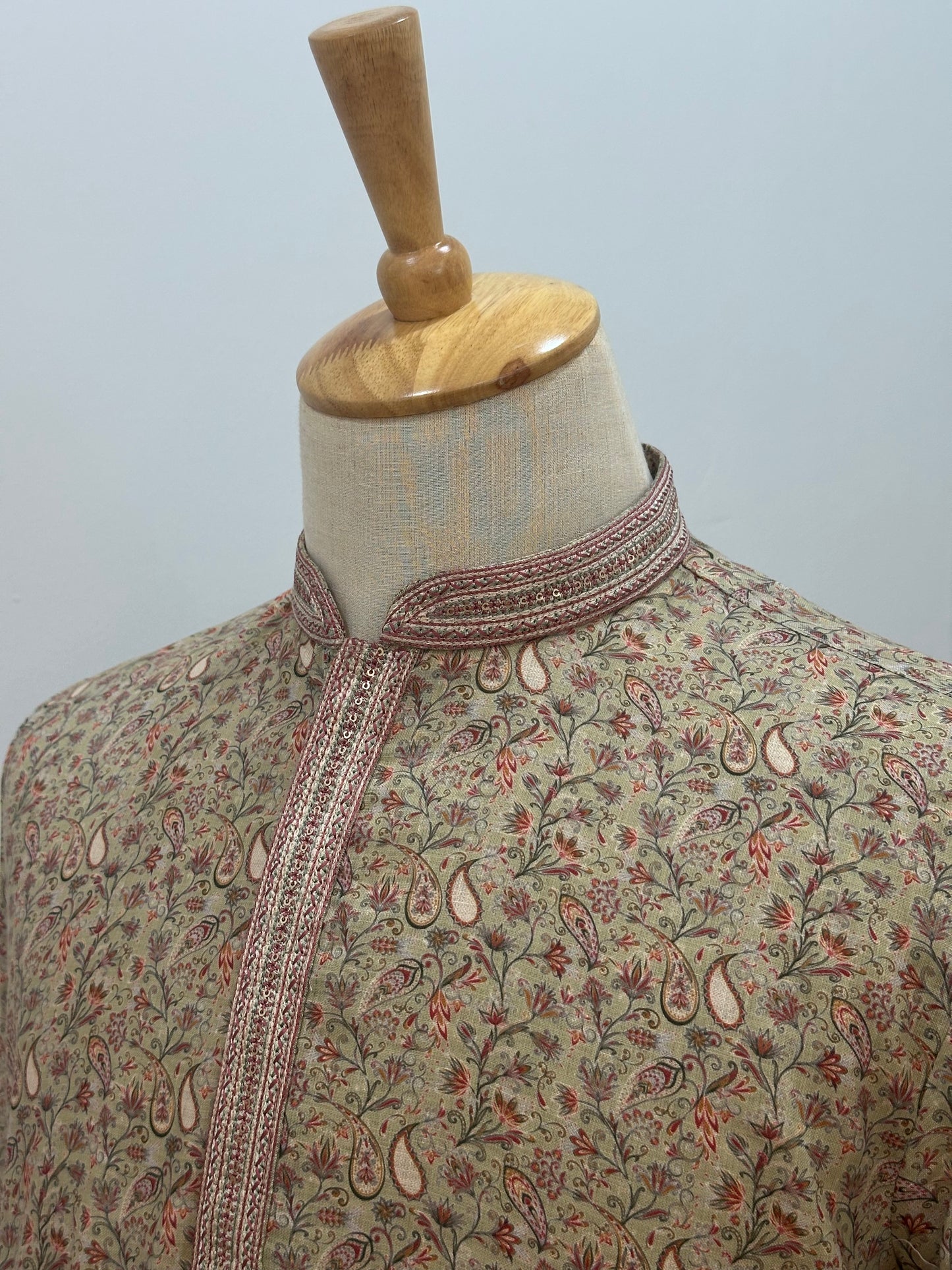 SM0726-06-06 Olive Green Soft Cotton Blend Kurta Set