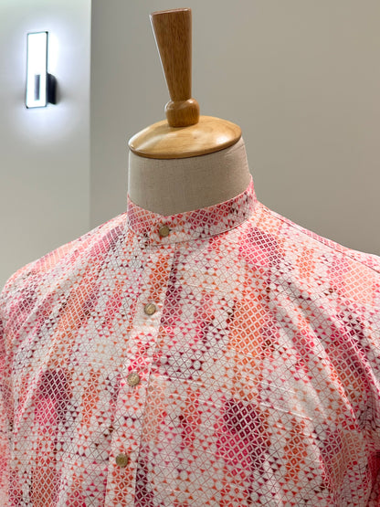 SM1224/25-01-14 Pink Cotton Long Sleeve Short Kurta