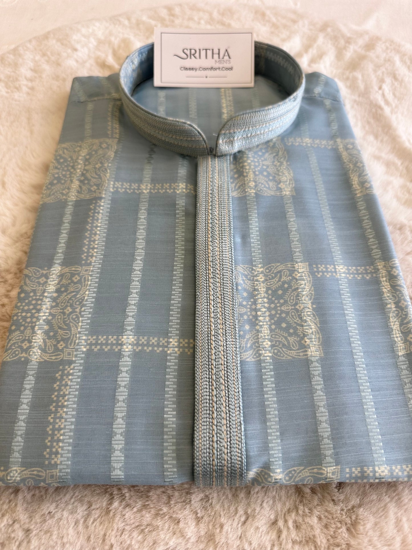 SM0925-01-03 Light Blue Soft Cotton Silk Kurta