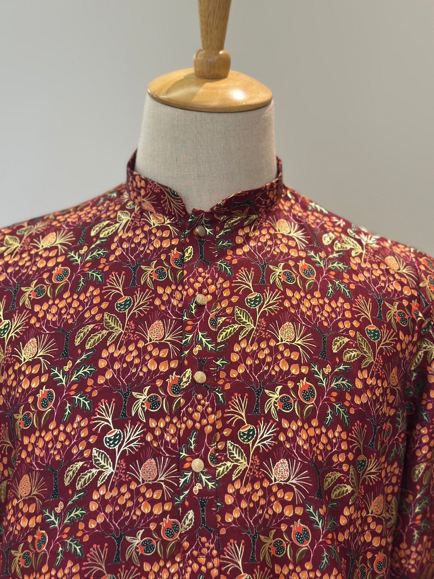 SM1125-02-14 Dark Red Light Silk Blend Kurta Set