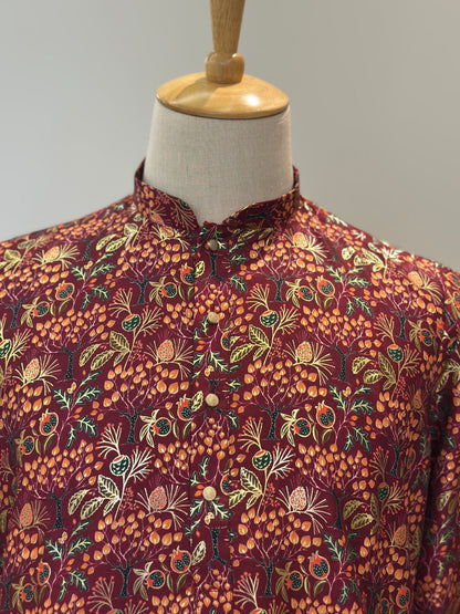 SM1125-02-14 Dark Red Light Silk Blend Kurta Set