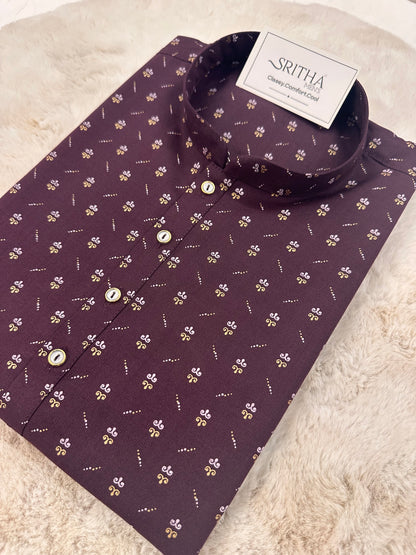 SM0126-01-02 Wine Purple Printed Cotton Kurta