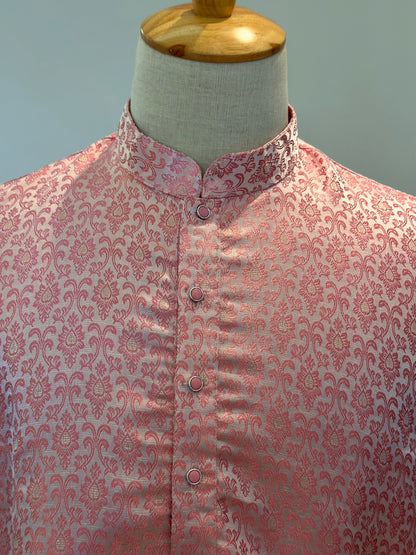 SM0126-02-01 Dual Shade Pink Jacquard Kurta Set
