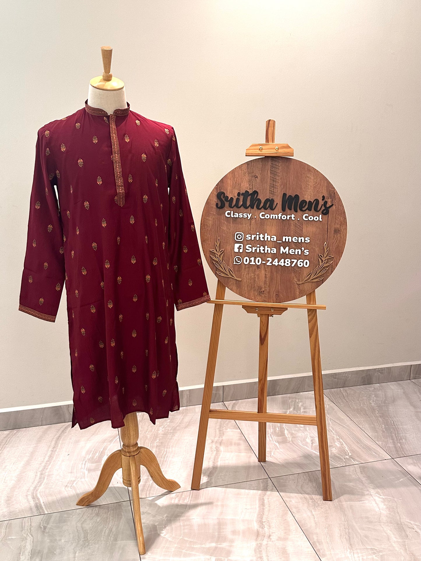 SM1125-06-04 Red Soft Silk & Colourful Embroidery Kurta Set