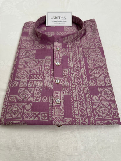 SM0826-01-09 Dusky Pink Printed Soft Cotton Kurta