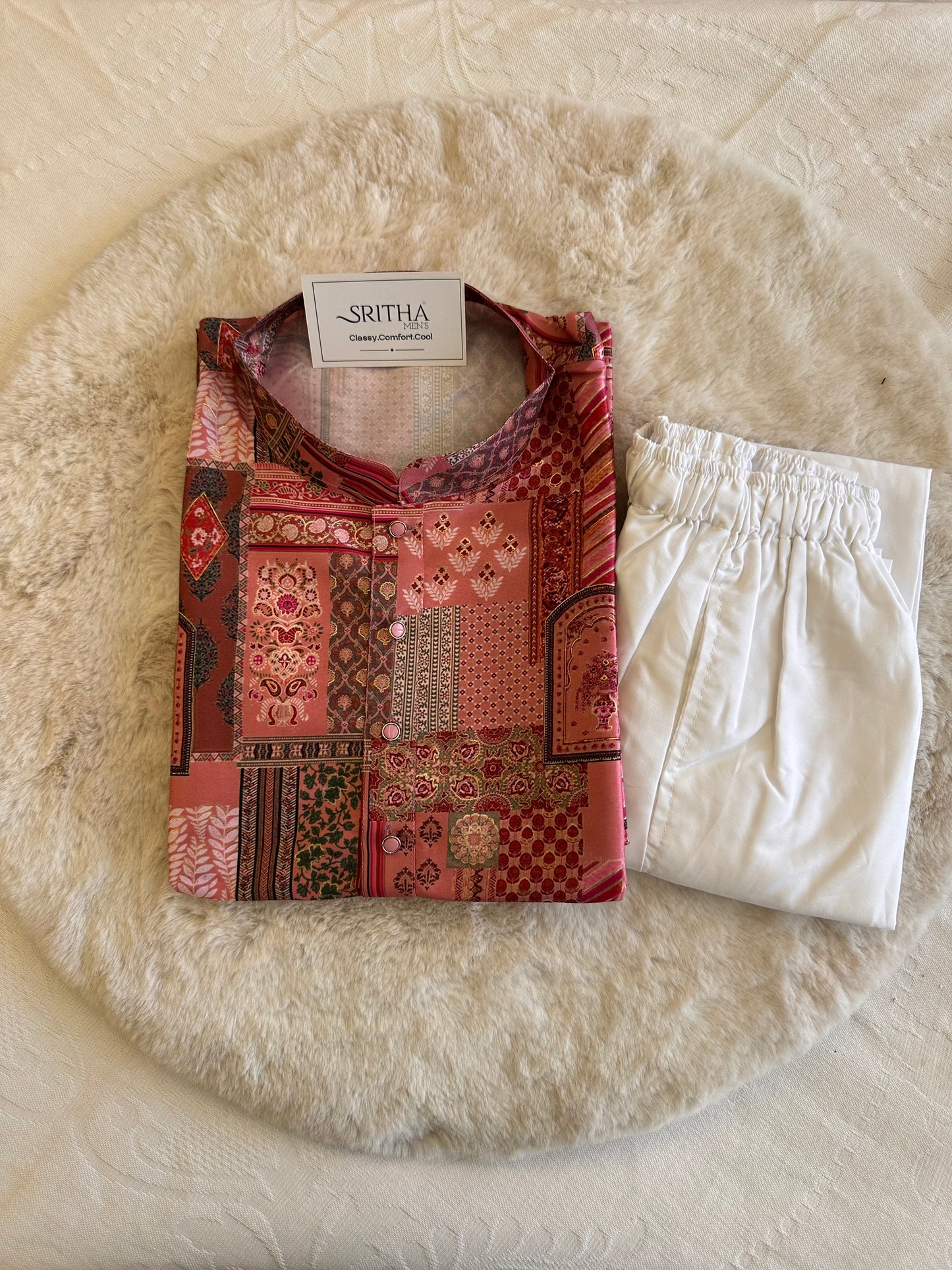 SM1125-02-13 Pink Shade Light Silk Blend Kurta Set