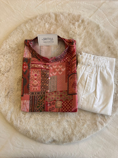 SM1125-02-13 Pink Shade Light Silk Blend Kurta Set