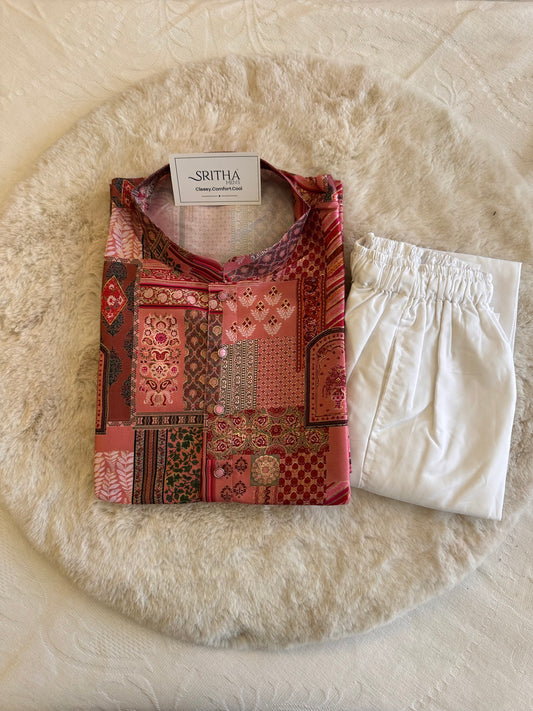 SM1125-02-13 Pink Shade Light Silk Blend Kurta Set