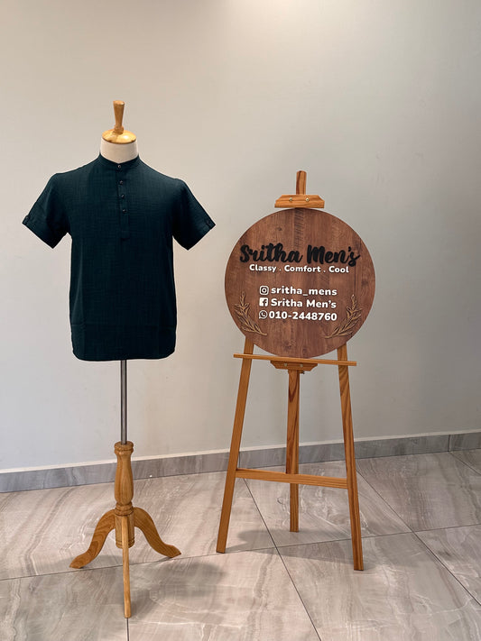 SM0326-01-06 Dark Green Soft Short Kurta