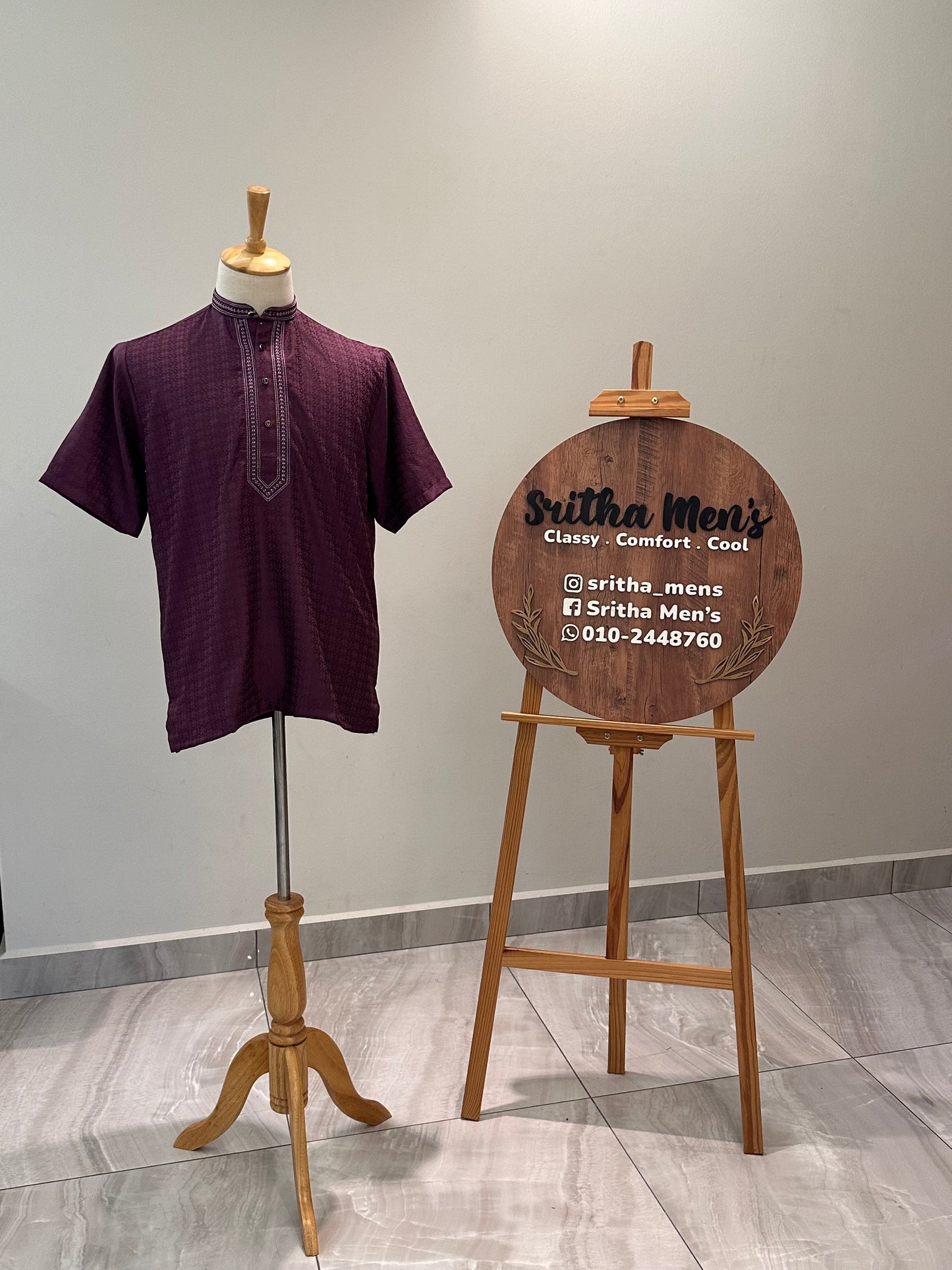 SM0126-18-01 Wine Soft Silk Blend Kurta