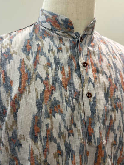 SM0925-18-16 Grey Orange Solid Cotton Short Kurta