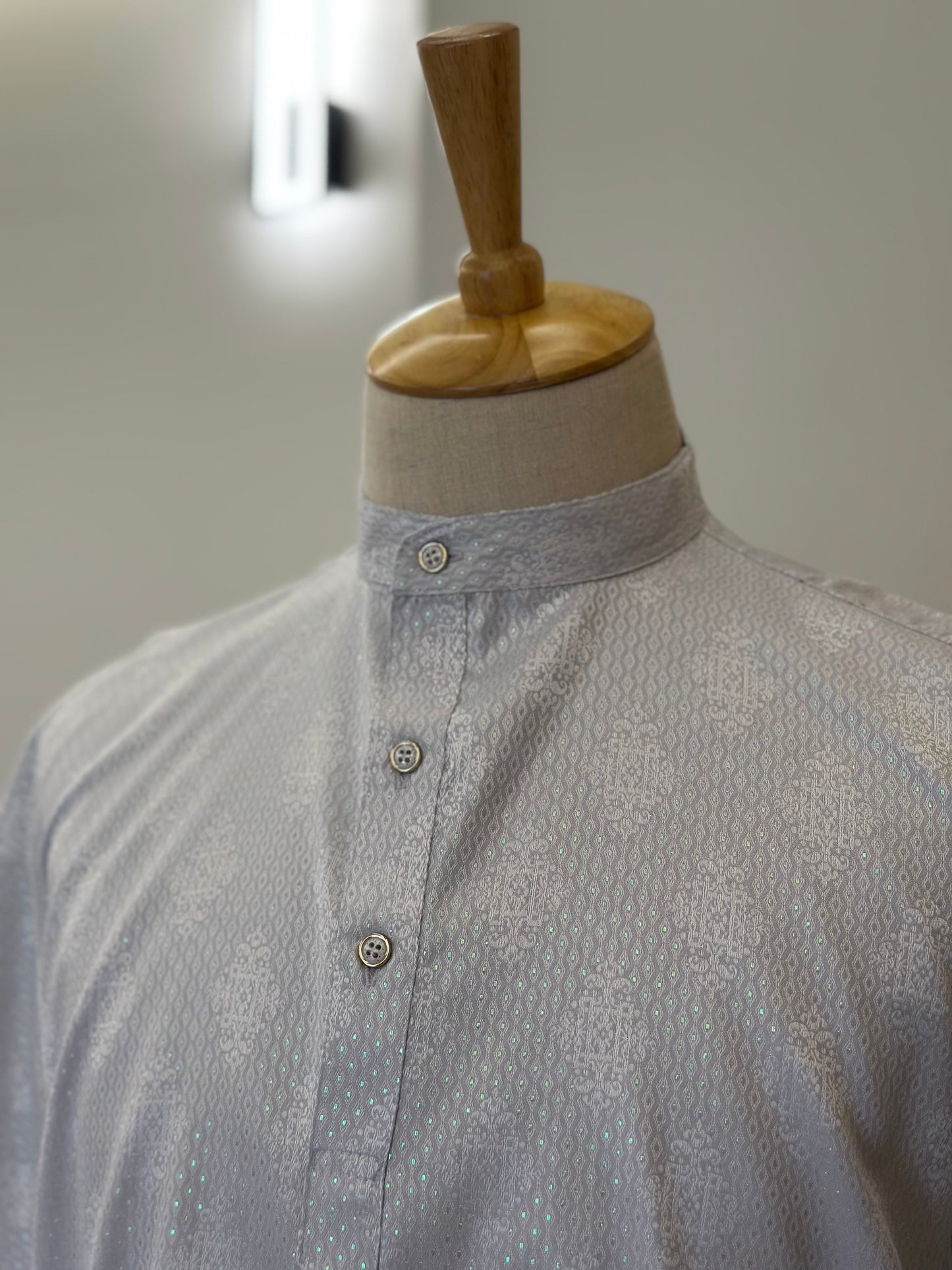 SM0925-18-02 Light Grey Soft Silk Blend Short Kurta