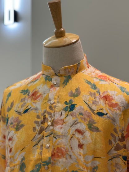 SM0825-01-02 Yellow Floral Cotton Kurta