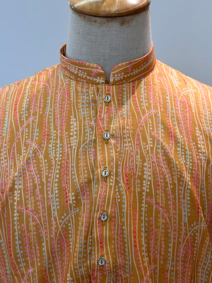 SM1225-01-08 Orange Printed Cotton Kurta