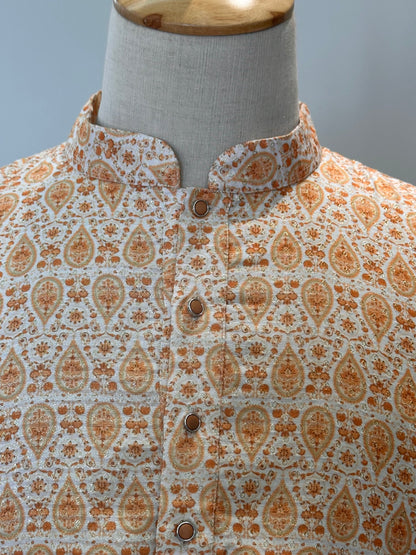 SM0326-02-03 Sunshine Orange Silk Blend with Lining Kurta Set