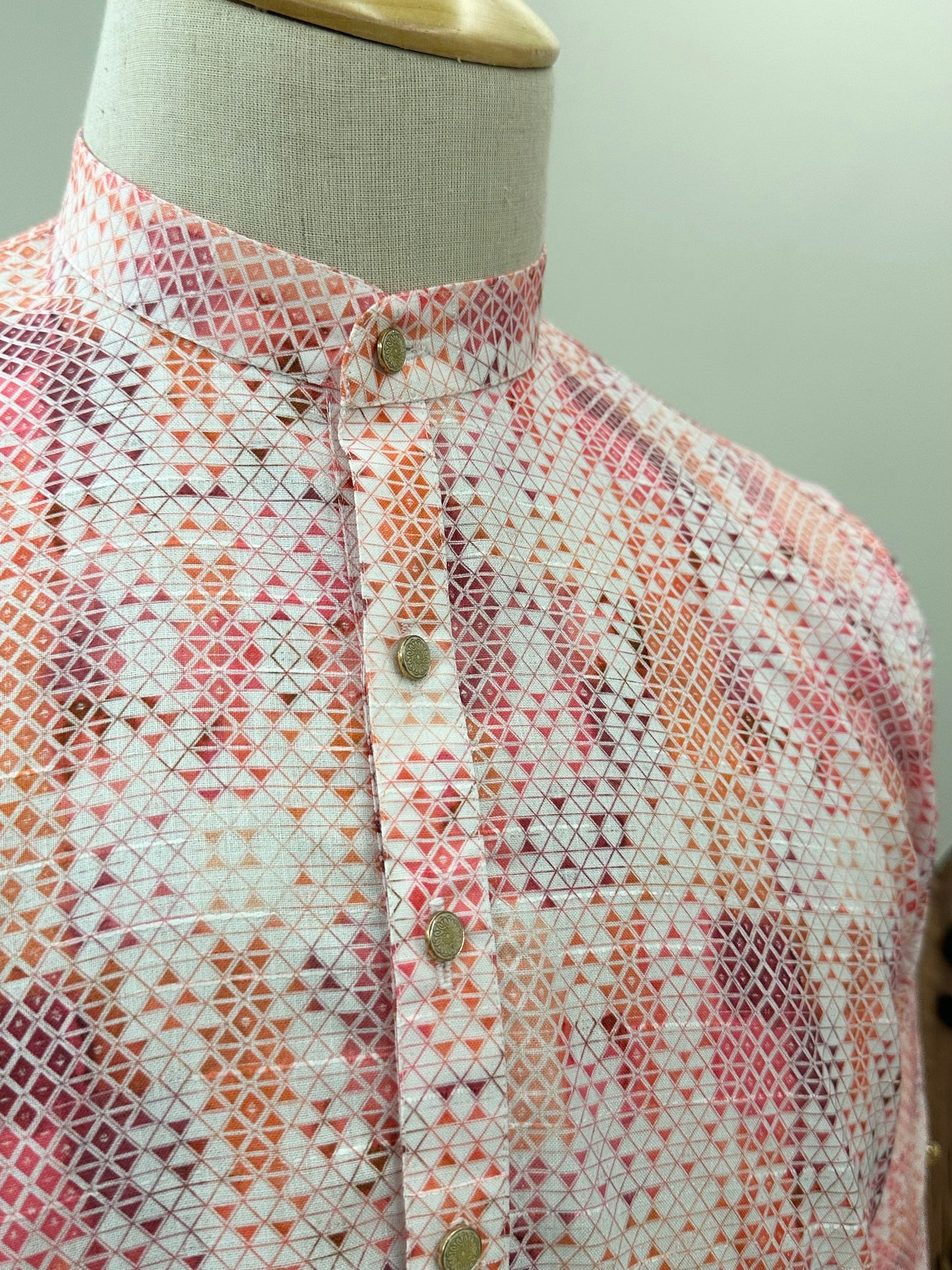 SM1224/25-01-14 Pink Cotton Long Sleeve Short Kurta