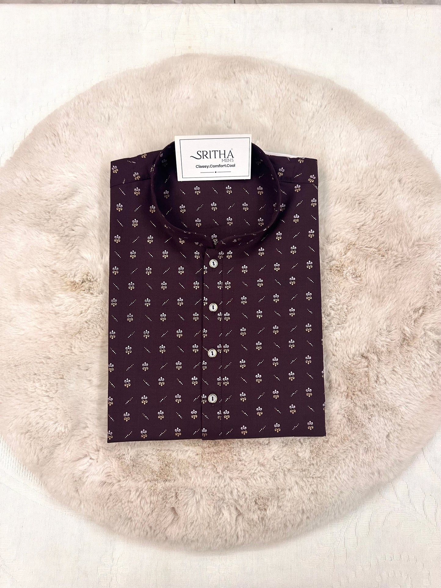 SM0126-01-02 Wine Purple Printed Cotton Kurta