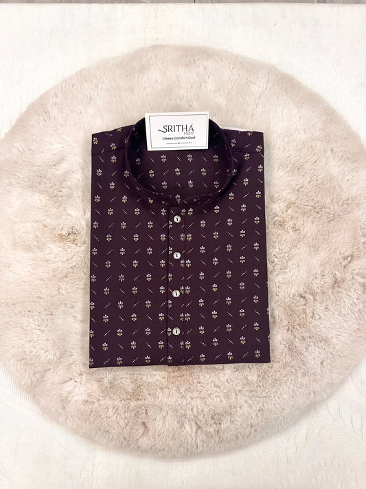 SM0126-01-02 Wine Purple Printed Cotton Kurta