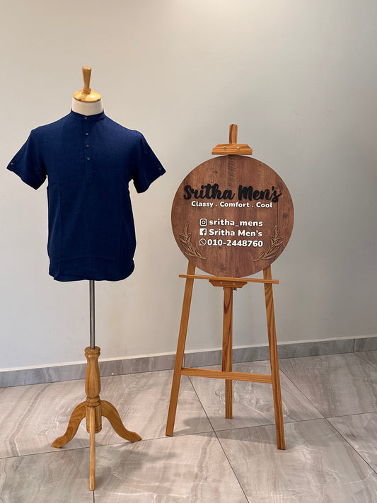 SM0326-01-04 Dark Blue Soft Short Kurta