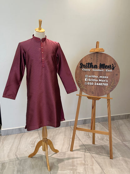 SM0825-02-06 Rose Pink Jacquard With Full Cotton Lining Kurta Set