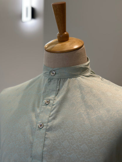 SM1025-18-03 Pastel Green Short Soft Silk Blend Kurta