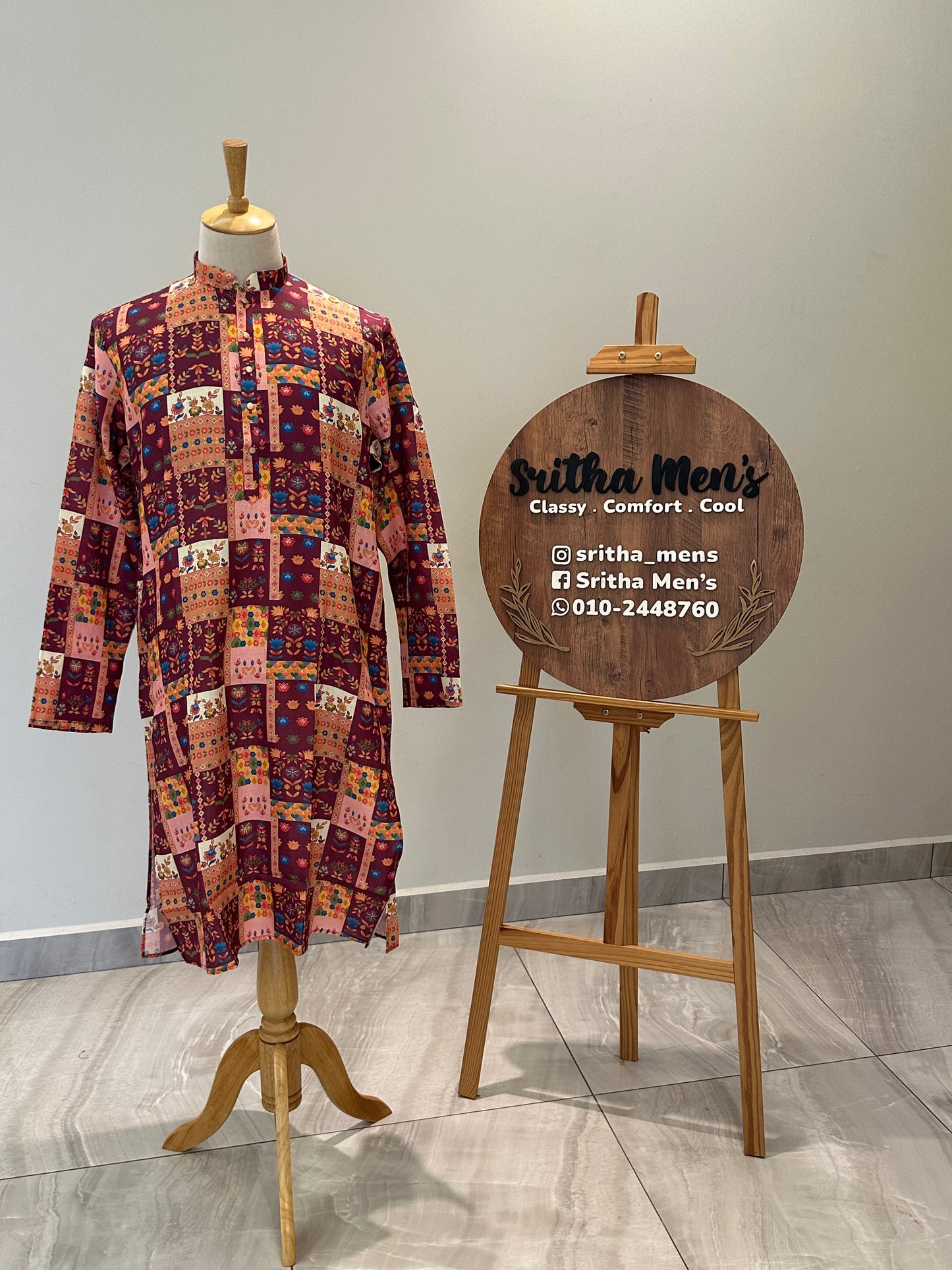 SM0825-01-03 Multicolour Patchwork Design Cotton Kurta