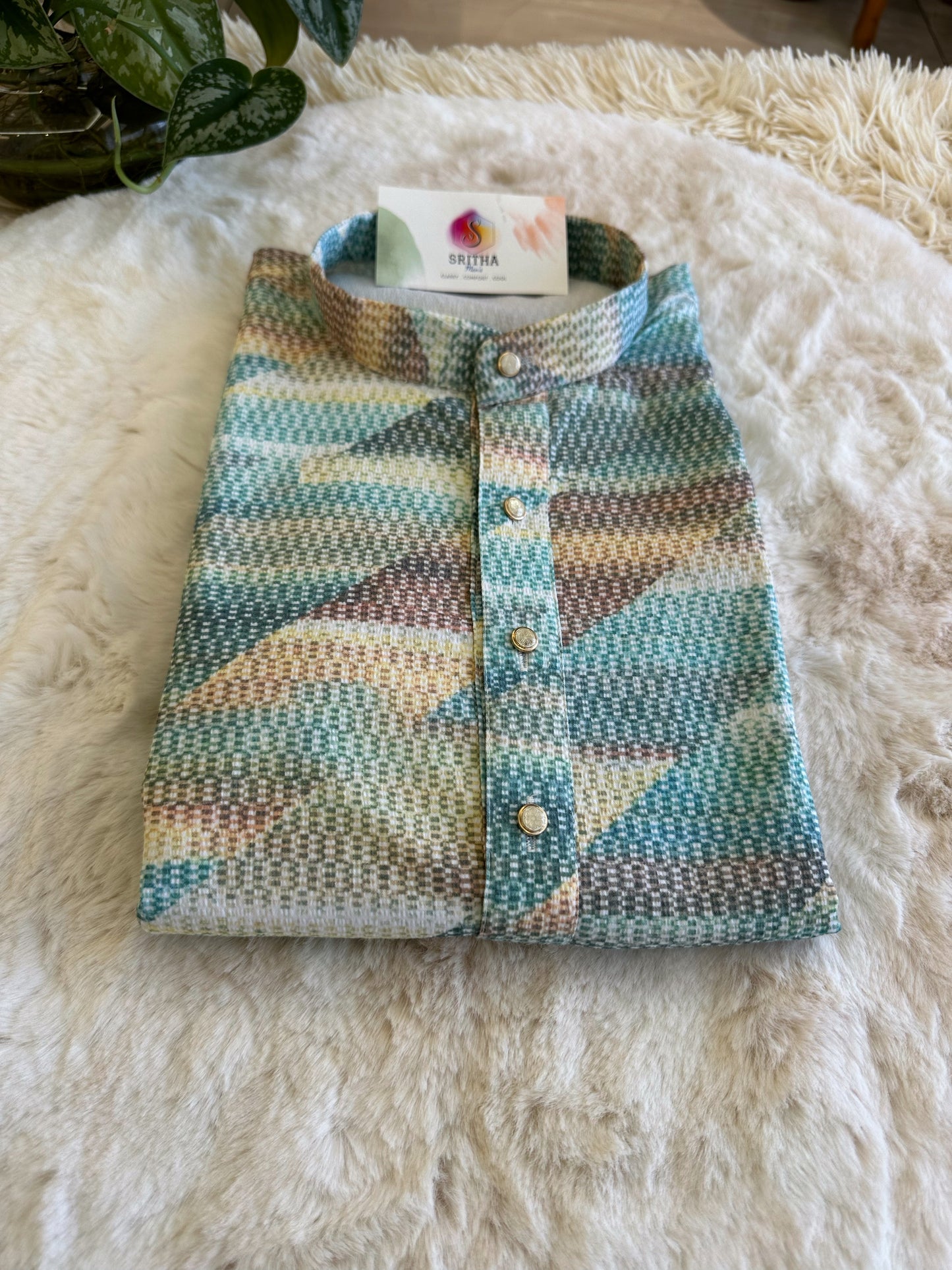 SM0224-01-09 Blue Shade Kurta