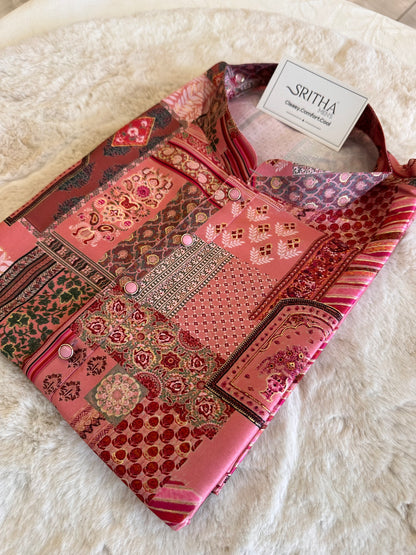 SM1125-02-13 Pink Shade Light Silk Blend Kurta Set