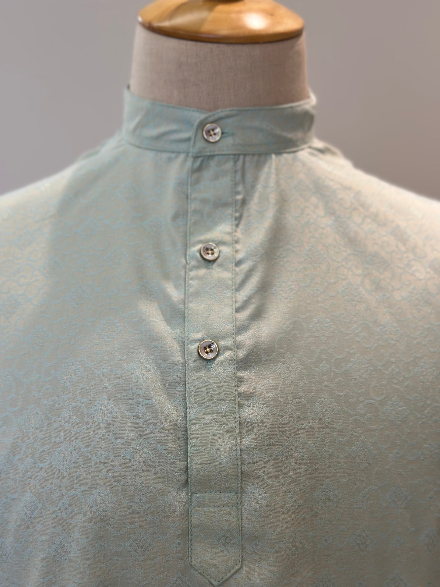 SM1025-18-03 Pastel Green Short Soft Silk Blend Kurta