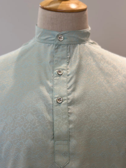 SM1025-18-03 Pastel Green Short Soft Silk Blend Kurta