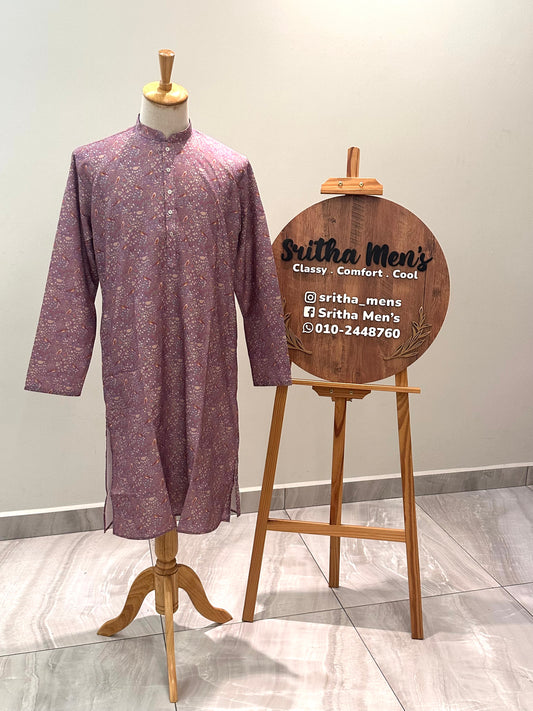 SM1225-01-07 Light Purple Printed Cotton Kurta