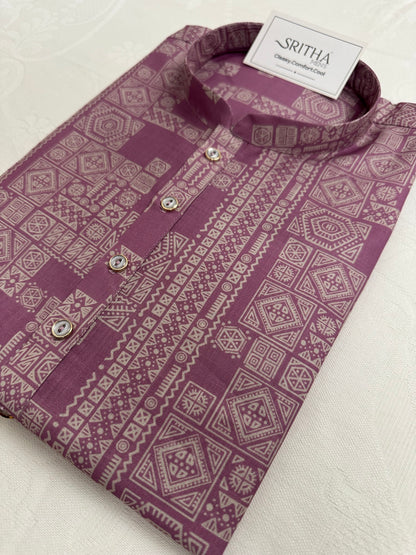 SM0826-01-09 Dusky Pink Printed Soft Cotton Kurta