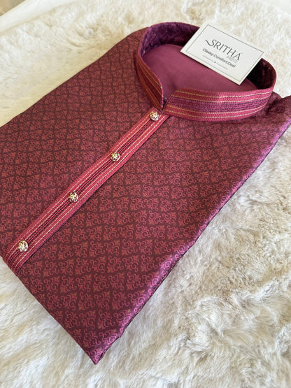 SM0825-02-06 Rose Pink Jacquard With Full Cotton Lining Kurta Set