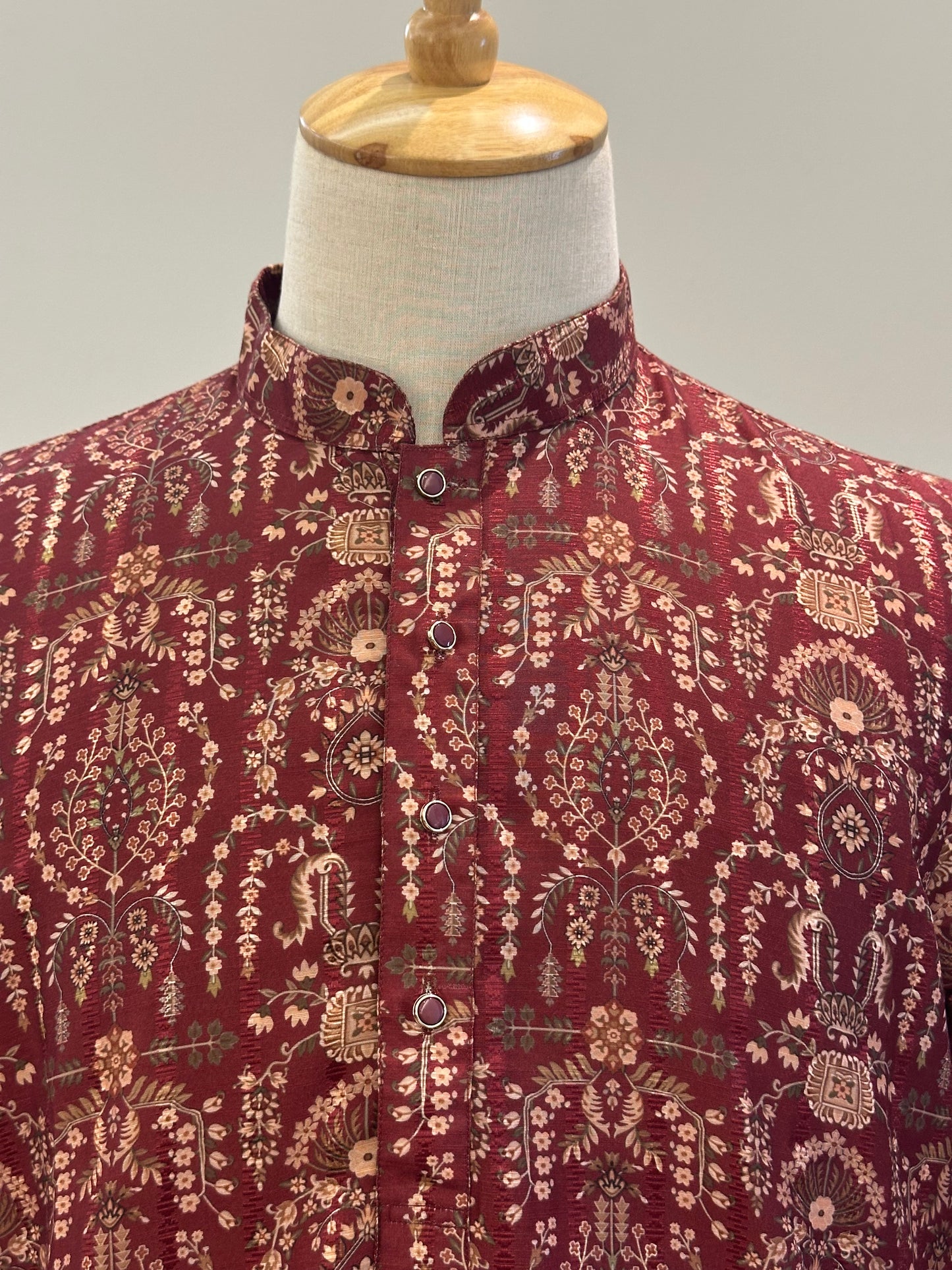 SM1125-02-04 Maroon Red Soft Silk Blend Kurta Set