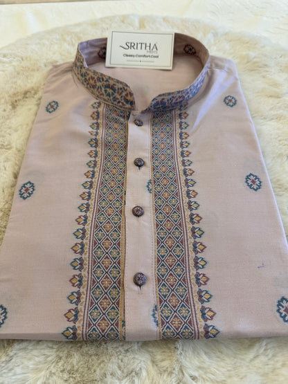 SM1125-06-03 Lavender Soft Silk & Woven Design Kurta Set