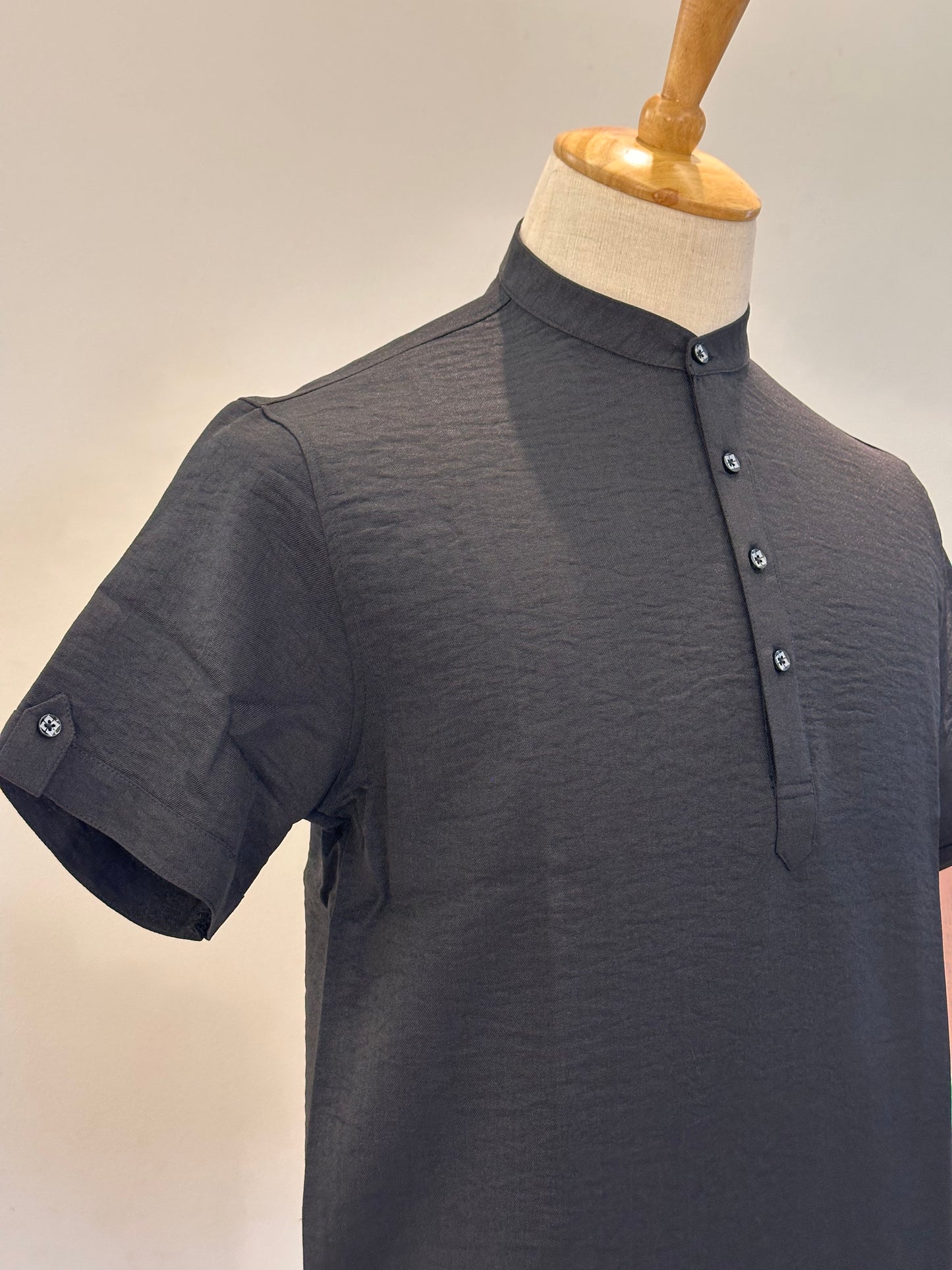 SM0326-01-08 Black Soft Short Kurta