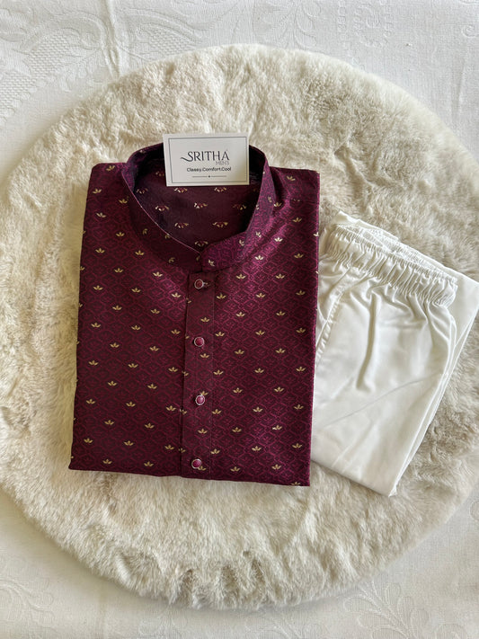 SM0925-02-02 Violet Gold Silk Blend Kurta Set