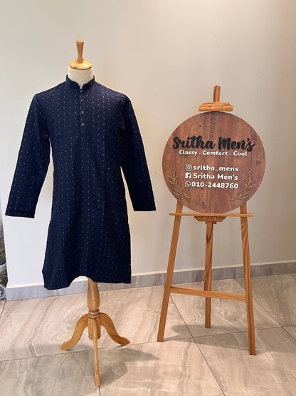 SM1125-02-09 Dual Shade Navy Blue Jacquard Kurta Set