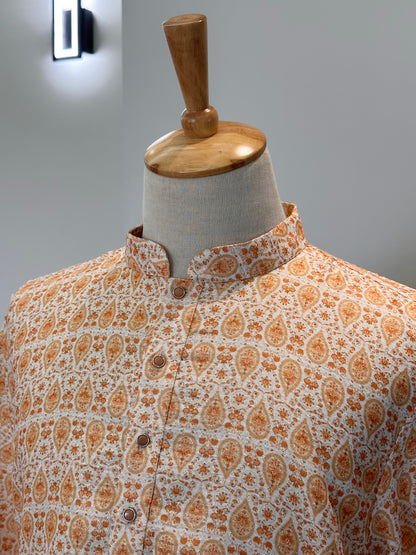 SM0326-02-03 Sunshine Orange Silk Blend with Lining Kurta Set