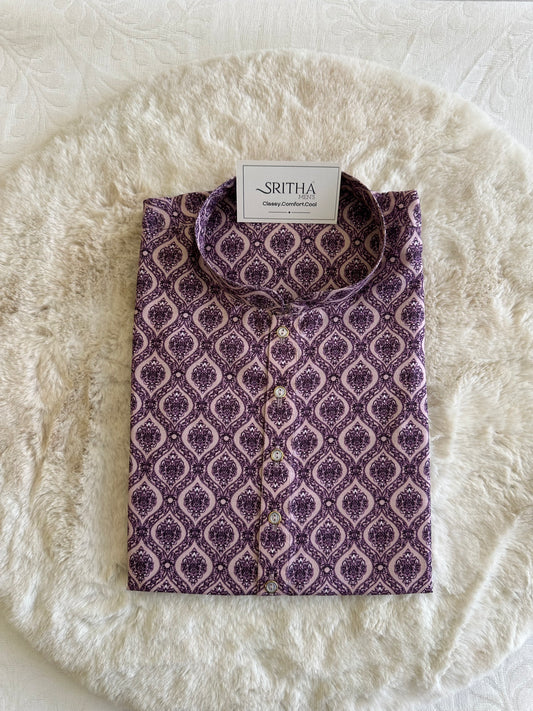 SM0625-01-11 Lavender Khadi Silk Kurta