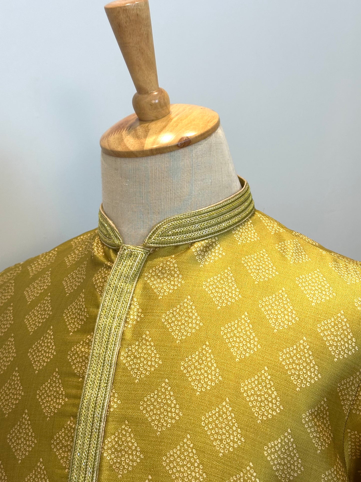 SM0726-06-01 Golden Green Soft Silk Blend Kurta Set