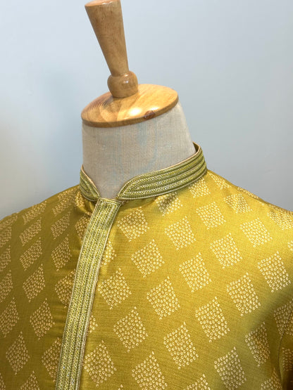SM0726-06-01 Golden Green Soft Silk Blend Kurta Set