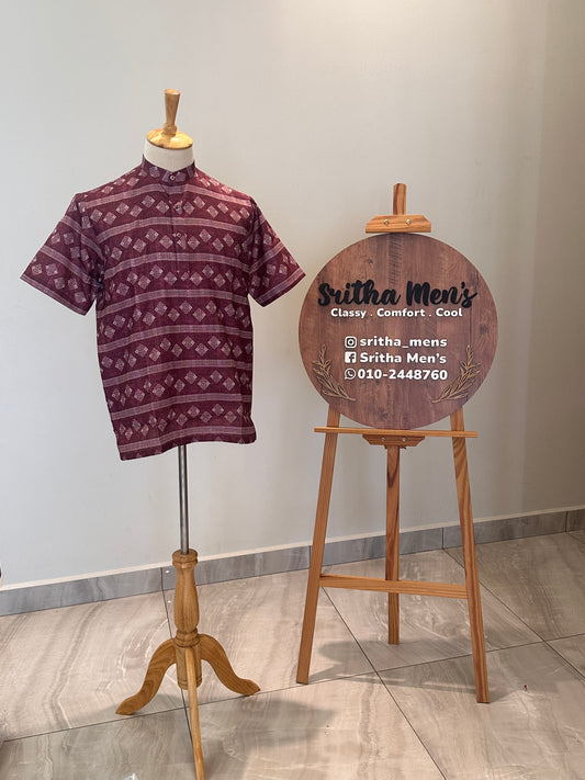 SM0326-18-01 Red Soft Silk Blend Kurta